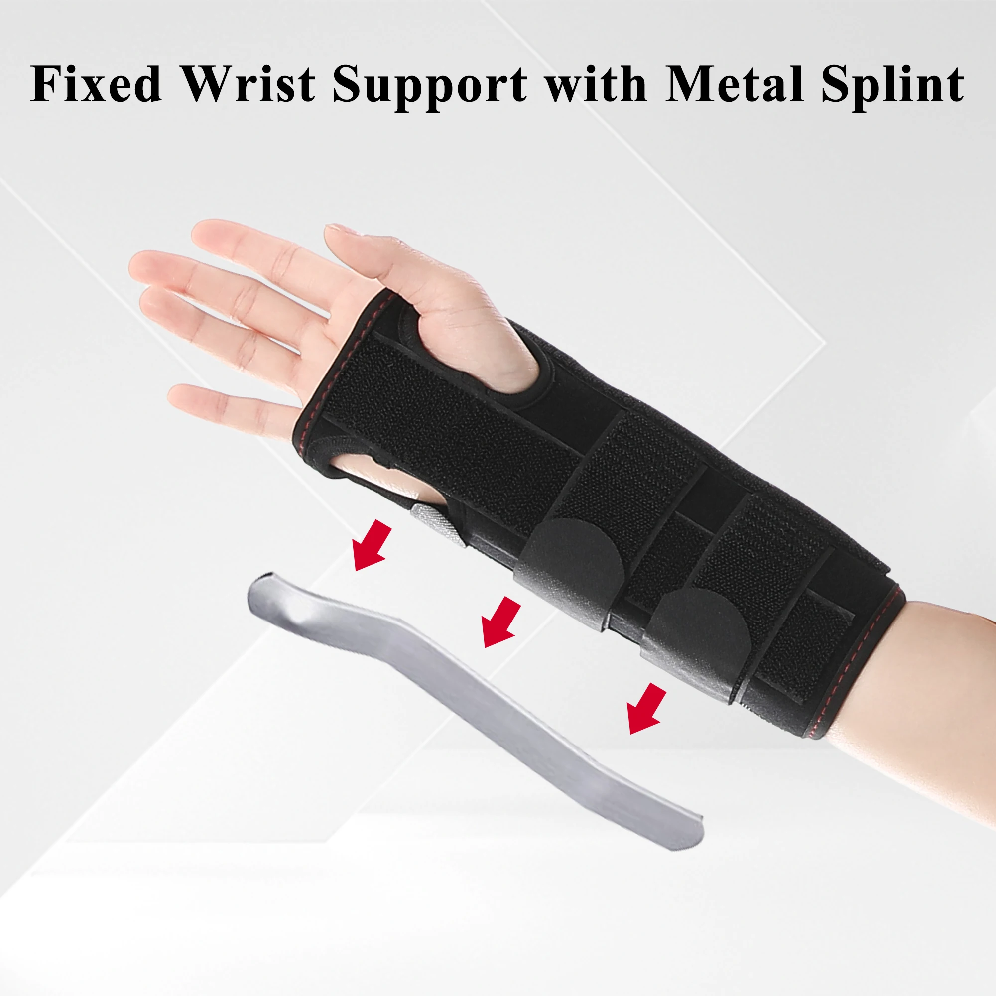 Adjustable  Fracture Hand Wrist Support Brace With Metal Medical Carpal Tunnel Wrist Fixation Splint