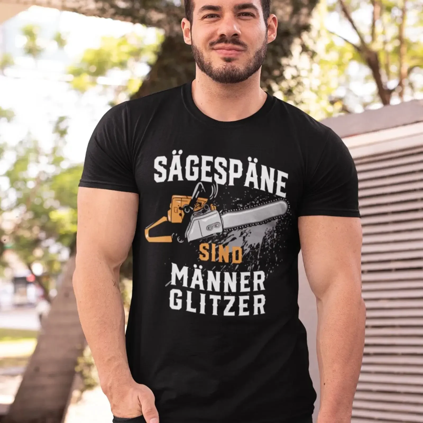 Herren T Shirt Sägespäne sind Männerglitzer Fun Spruch lustig Holz vintage Washed Casual homme Versatile streetwear