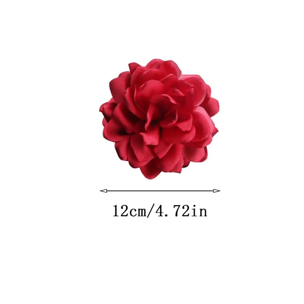 French Niche Satin Camellia Flower Brooch 12cm Multi-layered Floral Corsage Women Hair Clips Fashion All-match Dress Accessory