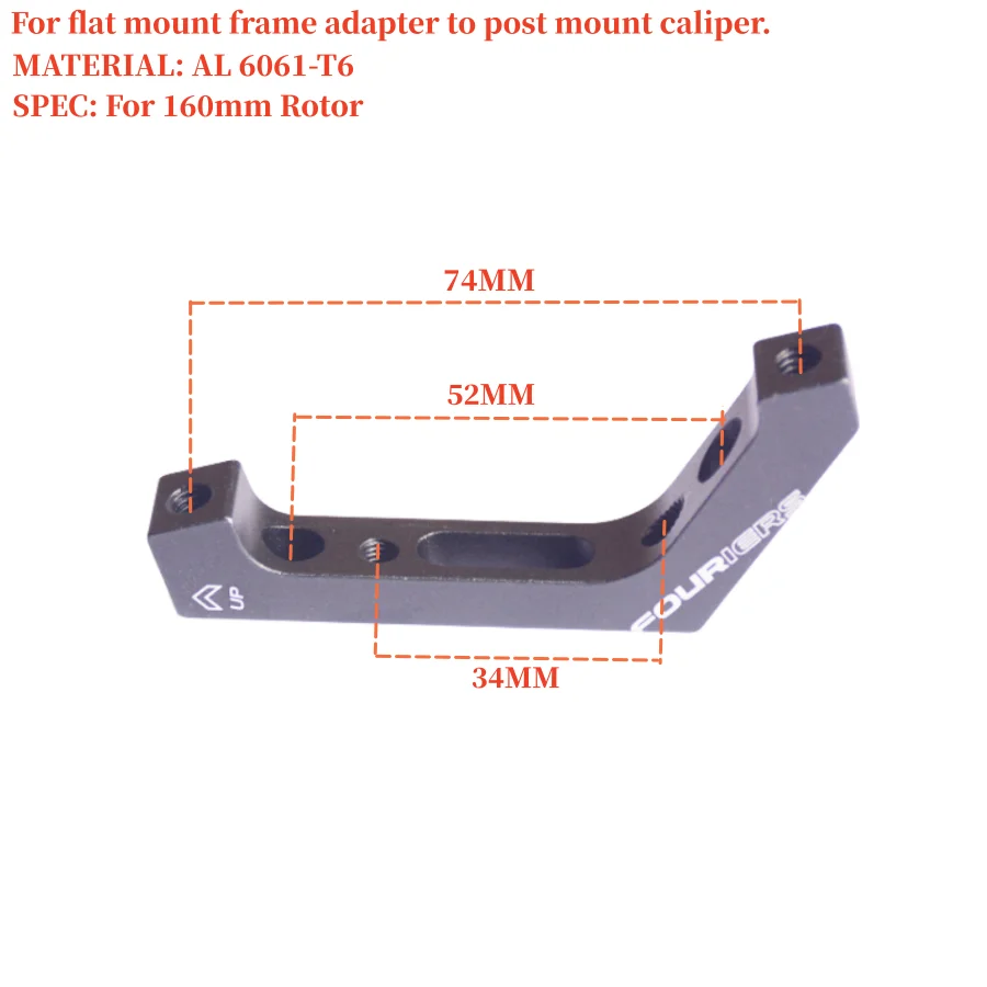 FOURIERS MTB DISC ROTOR Frame Adapter For Flat Mount Frame Adapter to Post Mount Caliper Compatibility 140MM 160MM 180MM DISC