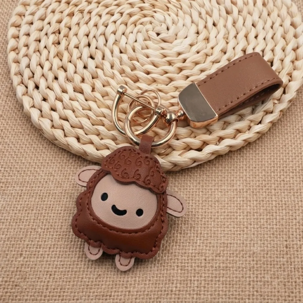 Rich and Lucky Cartoon Pu Sheep Keychain Wrist Strap Braided Rope Goat Pendant Year of Goat Zodiac Goat Goat Car Keychain Women