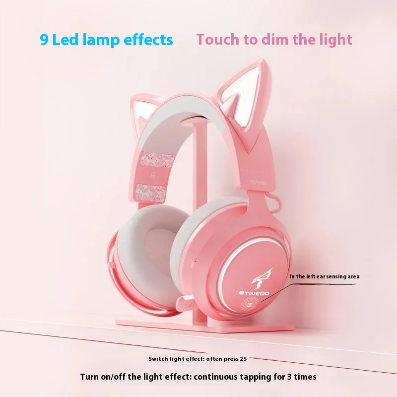 Somic Gs510 Cat Ear Rgb Light Headphone Wired/Wireless 2.4g Gaming E-Sport Headset For Girls Gamer Desktop Player Custom Gift