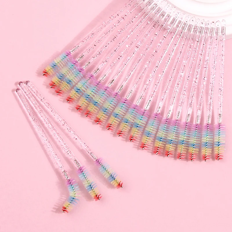 50pcs Colored Eyelash Brush Lash Mascara Wand Eyelash Curler False Lash Extension Tool Bendable Brow Brush Comb