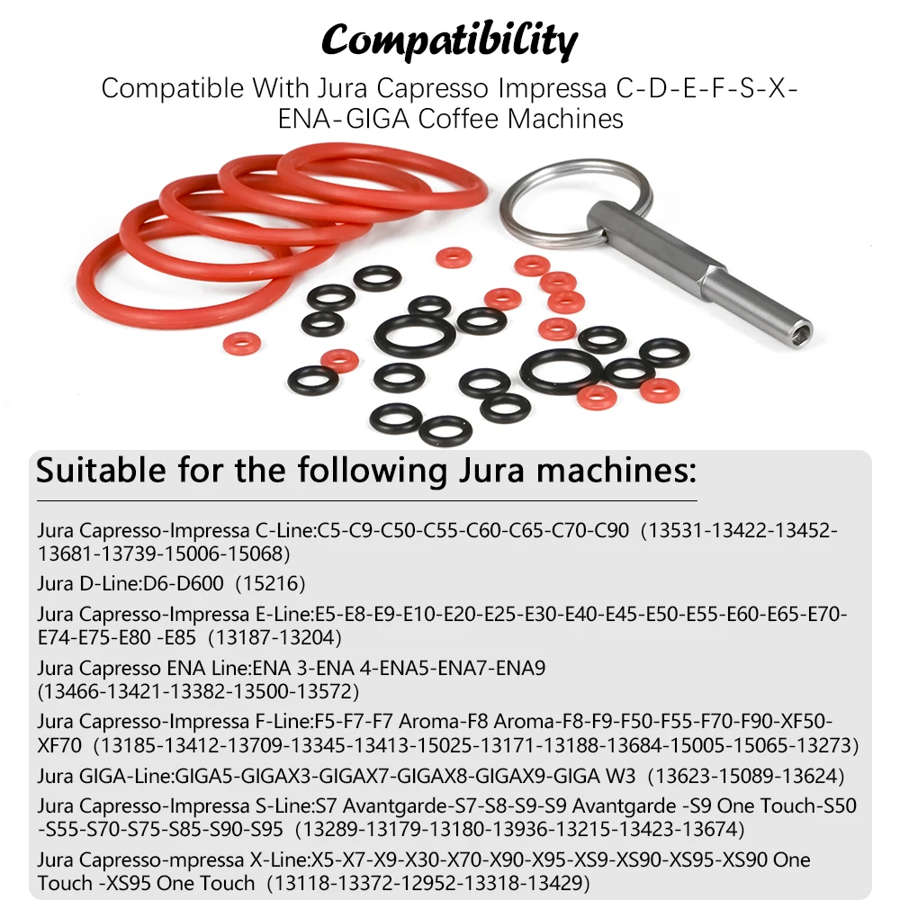 O-ring Gasket Seal Set Key Tool For Jura Capresso/Impressa Machines Brew Group & Drainage Valve O-ring Compatible With Most Jura