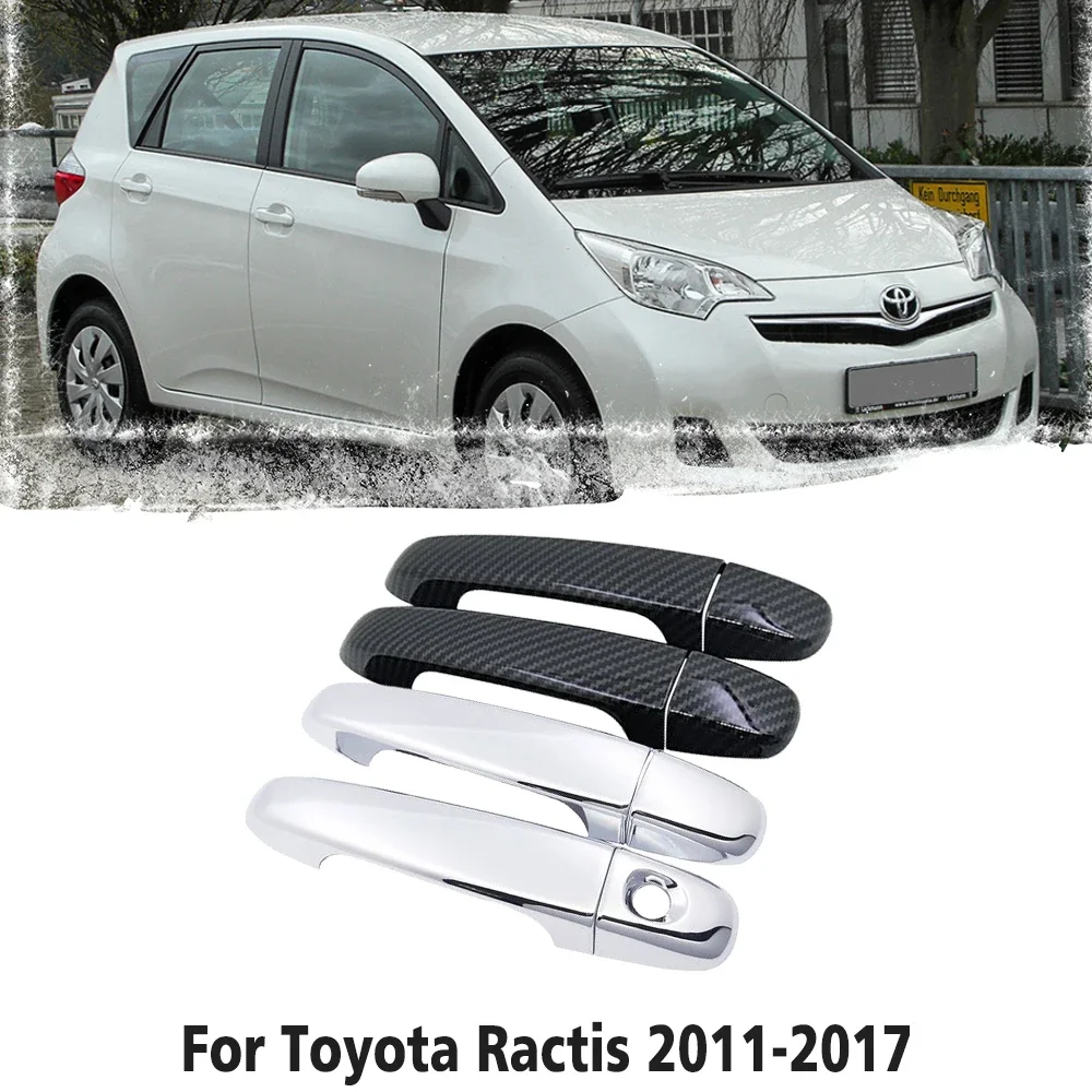 for Toyota Ractis Verso-S Space Verso Subaru Trezia 2011~2017 Carbon Fiber Chrome Door Handle Cover Car Accessories Stickers