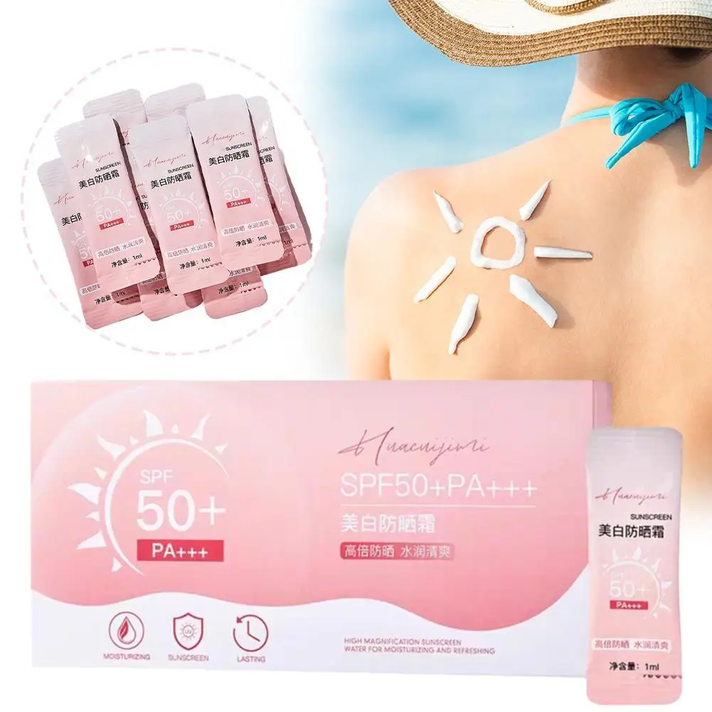 

Whitening Sunscreen SPF50+ PA+++ UV Protection Refreshing Moisturizing Portable Bagged 50 Bags/box Face Skin Care