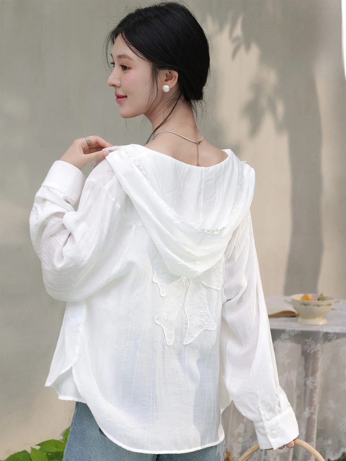 

Loose Fit Long Sve Hat Design Women's irt Sunscreen Breathable Casual Sle Faionable Autumn New Arrival off White