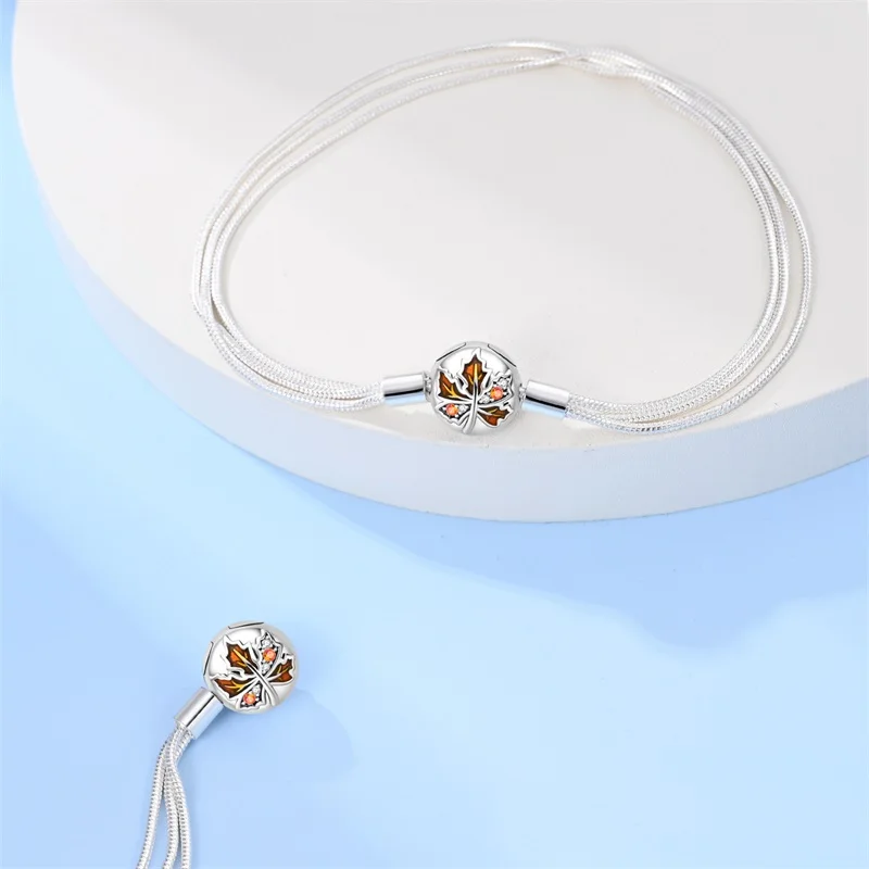 

2026 New 925 Sterling Silver Maple Leaf Bracelet For Women Fashion Birthday Jewelry Gift
