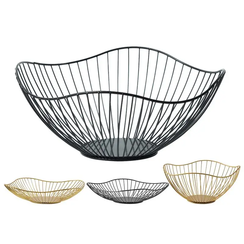 Bowl Basket For Fruits Modren Wire Snack Bread Vegetable Storage Bowls Artistic Metal Wire Snacks Basket Hollow Out Food Basket