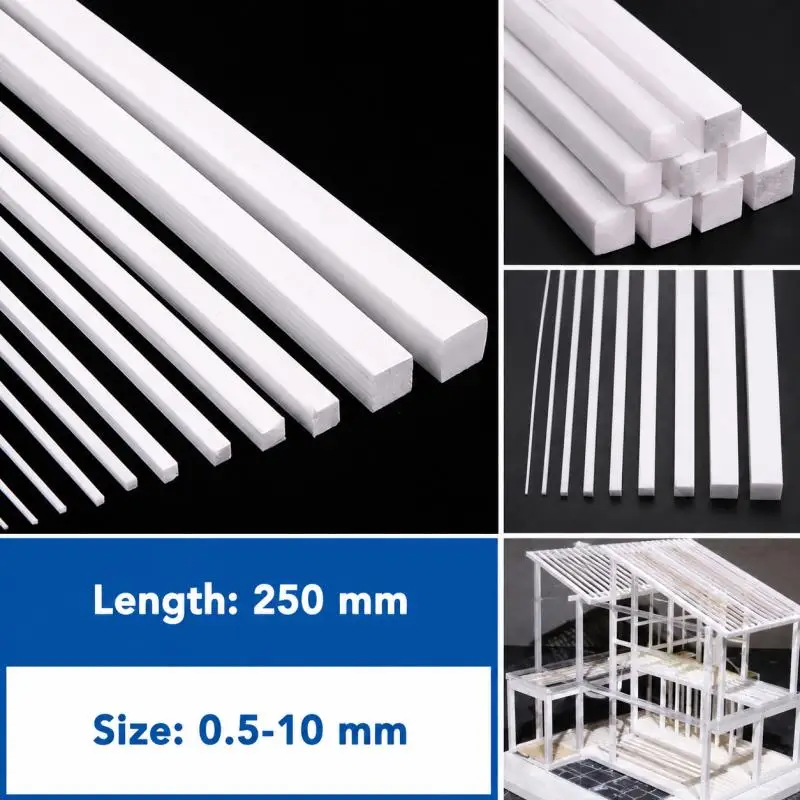 ABS White Square Plastic Rod Stick For Architecture Model Making Model Material DIY Accessories Cutting Supplies 0.5-10mm