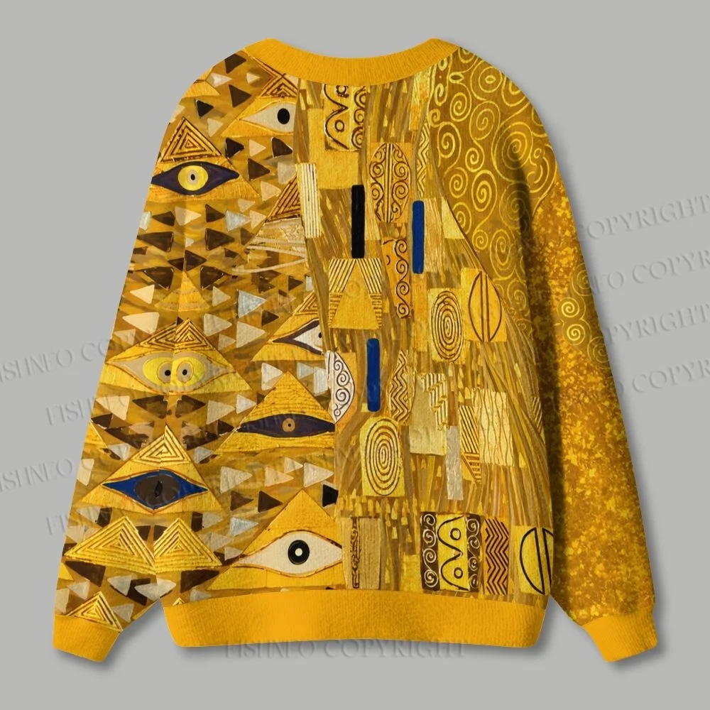 Triangle Eyes Art Oil Painting Ugly Cardigan Sweater for Women And Men - Comfortable Knitted Fashion Outerwear