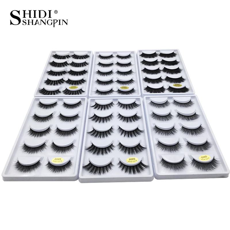 Shidishangpin 5 Paar Nertsenwimpers Natrual Lange 3d Nerts Wimpers Pluizige Dramatische Valse Wimper Zachte Nepcils Make-Up Nepwimpers