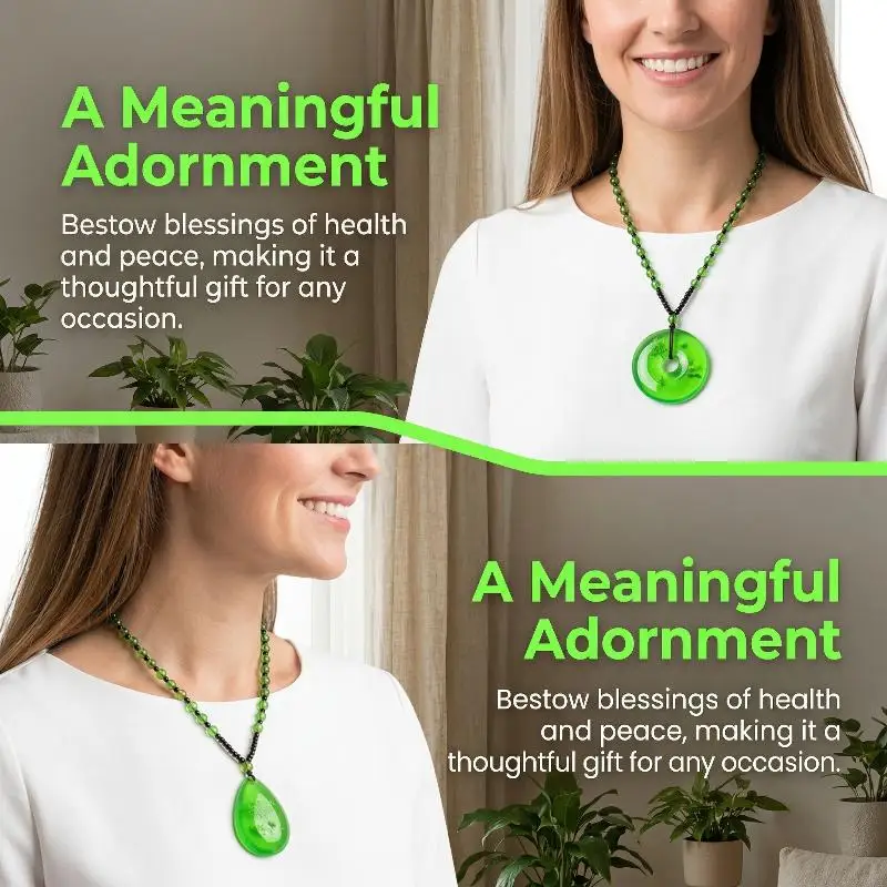 Green Amber Beeswax Necklace Water Drop Pendent Necklace For Women Unisex Lucky Safety Long Pendant Sweater Chain Ornaments