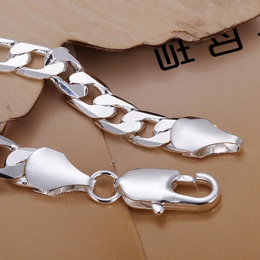 Fine 925 Sterling Silver Bracelet Jewelry 4MM-10MM width solid for man men women Lady Chain noble wedding party gifts