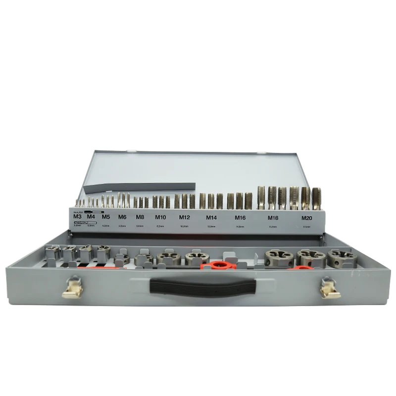 

56pcs M3~M20 HSS DIN 352 Hand Tap And Die Set with Tap Wrenches in Grey Metal Box for DIY High-Quality Thread Cutting