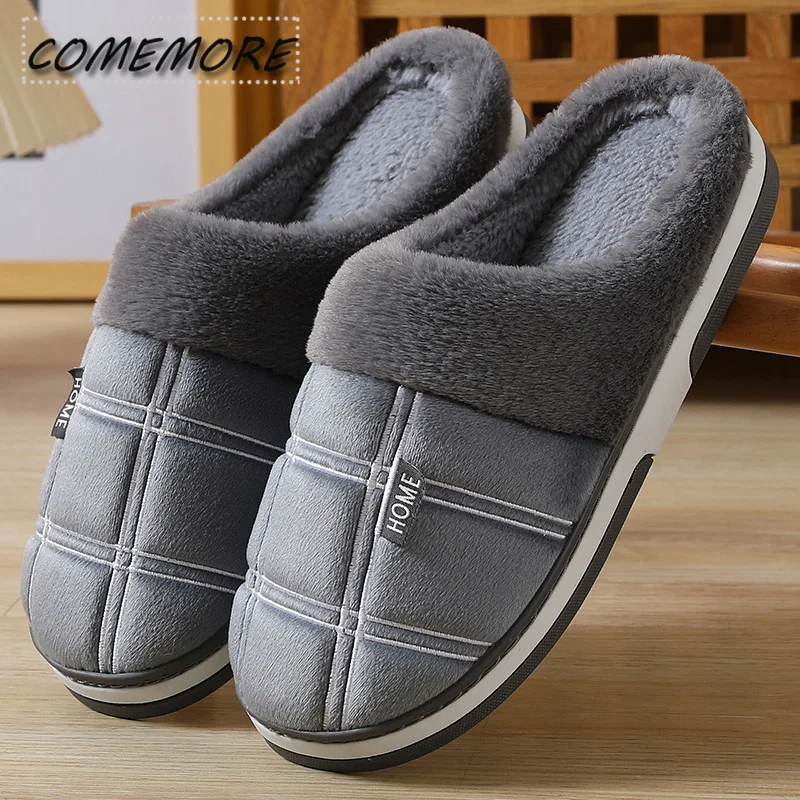 Big Size 48 49 50 51 Men Autumn Winter New Home Warm Plush Slippers Large Plus Indoor Bedroom Casual Shoes Furry Non Slip Slides