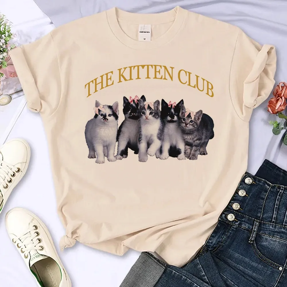 

Kittens Club Men Women Cat Lovers Gifts T-shirts Mushroom Animal Cartoon Graphic Sweatshirts Premium Cotton Women Kawaii Tshirts