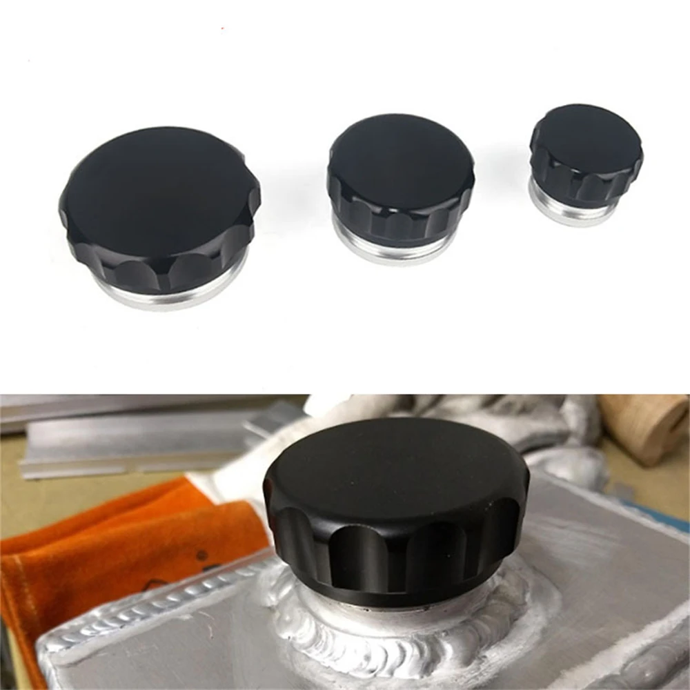 

Overflow Coolant Tank Caps OD 1"/1.5"/2" Aluminum Alloy Weld Billet on Filler Neck Cap Oil Fuel Water Tank Black