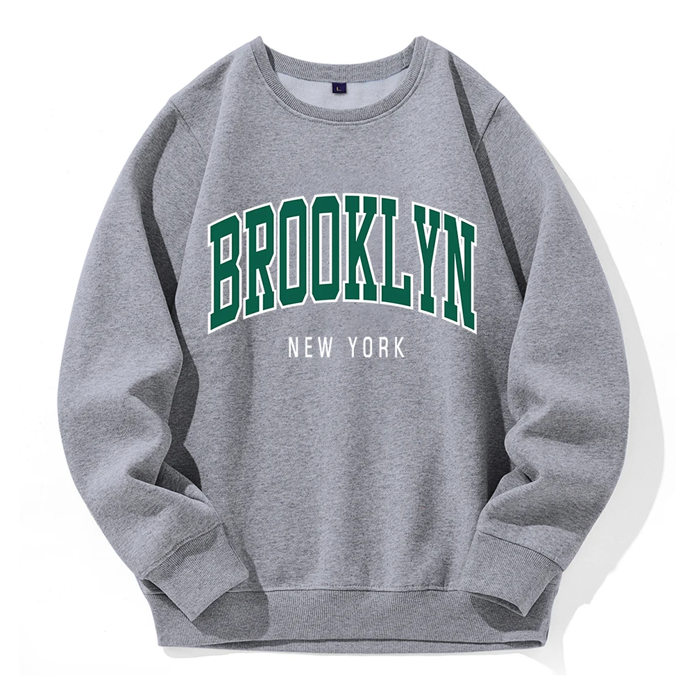 Brooklyn New York Green Print Sweatshirt Man Casual Fit Versatile Hooded Warm Hip Hop Hoodie Simple S-Xxl Comfortable Tops Male