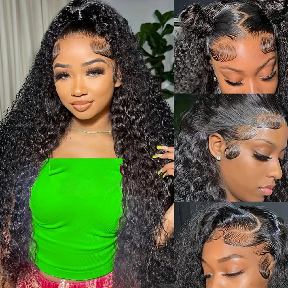 Wig Rambut Asli Deep Wave Lace Front 13x6, Kepadatan 180%, Wig Frontal HD Lace, 100% Rambut Asli Brasil, Wig Rambut Keriting 13x4 untuk Wanita