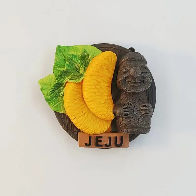 Recuerdo turístico creativo de solapas naranjas de la isla de Jeju, Corea del Sur, decoración de abuelo de piedra 3D, adhesivo magnético para refrigerador