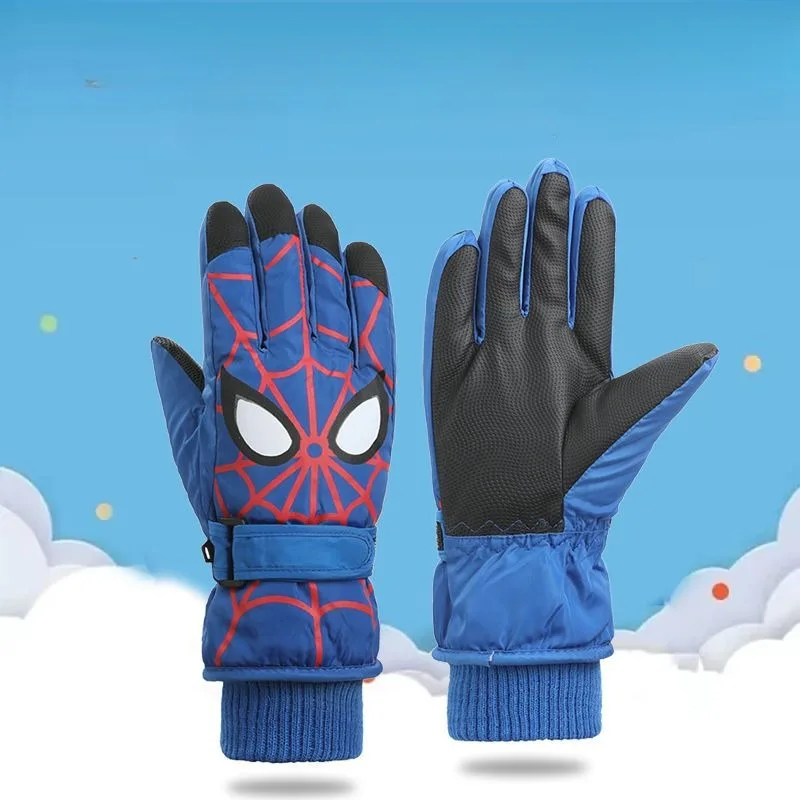 Marvel The Avengers Spiderman Cartoon Anime Movie Creative Simple Personalized Holiday Gift Children's Thickened Ski Warm Gloves