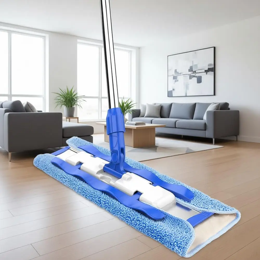 

Microfiber Mop for Hardwood, Laminate, Tile Floors - 3 Reusable Flat Mop Refills and 1 Dirt Removal Scrubber Included
