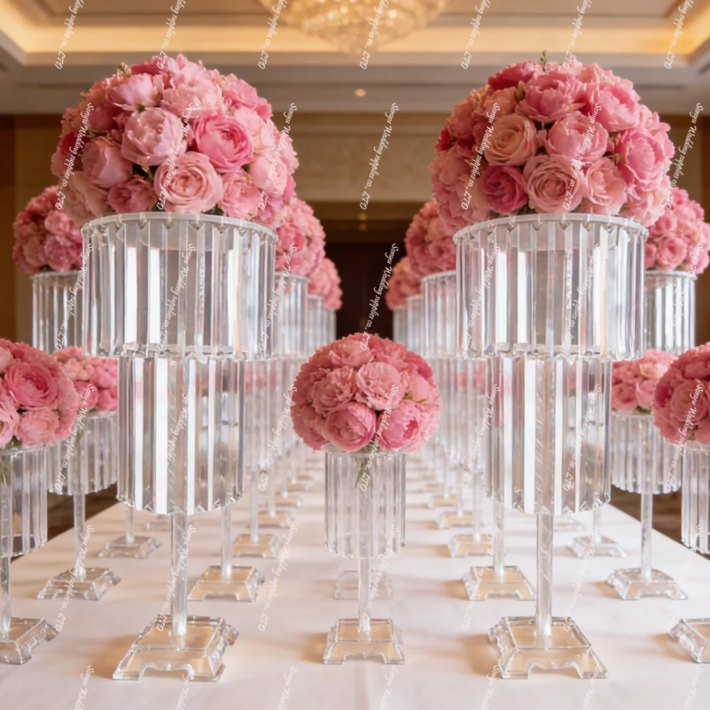 5/10pcs Acrylic Rotating Flower Stand Candlestick Guide  for Table fake  Flower Arrangement stand centerpieces