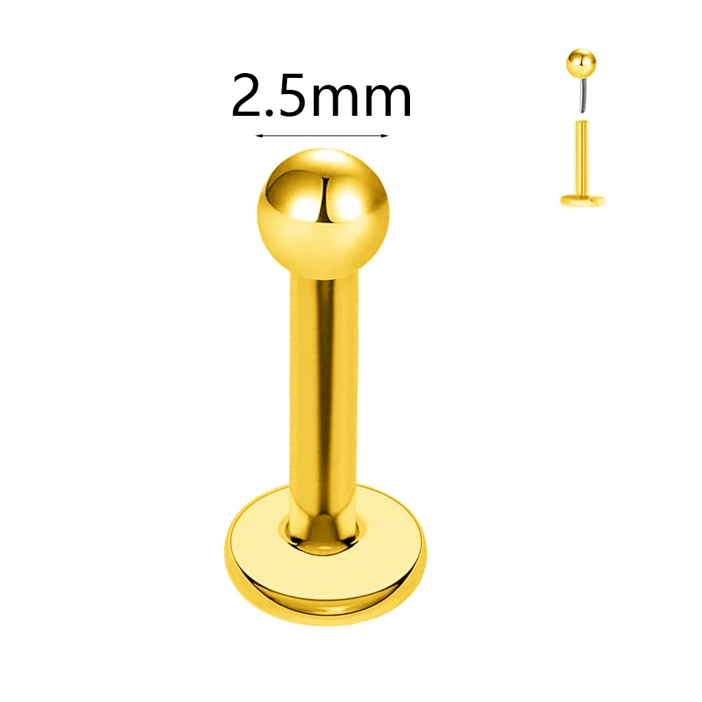 ASTM F136 G23 Titanium De bal Tragus Oorbel Threadless Piercing Hart zirconia Pin Daith Conch Push in Labret Stud