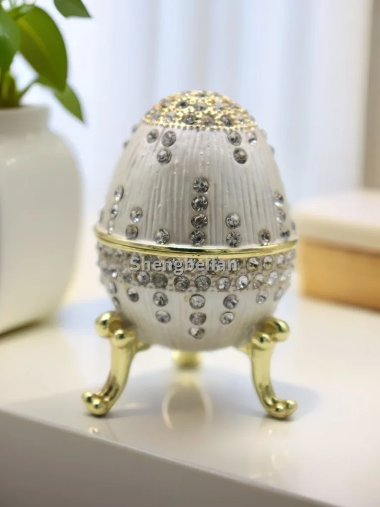 

Faberge Egg Style Hand Painted Enameled Trinket Box Russia Easter Egg small egg Decorative Box Home Decoration Gift For Family