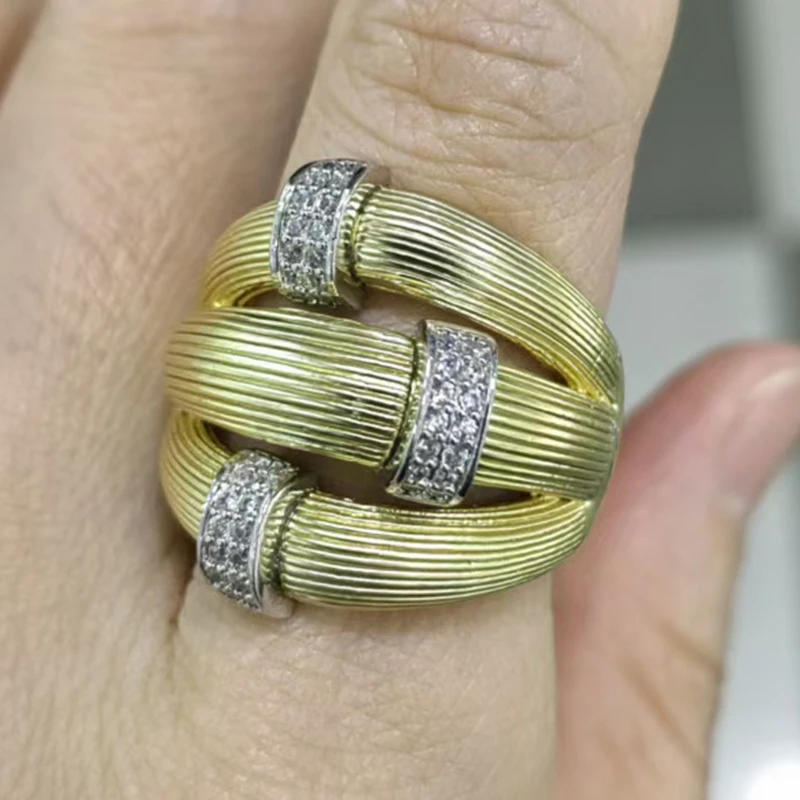 

Женское вечернее бальное кольцо, комплект обручальных колец, позолоченное кольцо 18 карат, женское оригинальное модное кольцо высокого качества, подарок