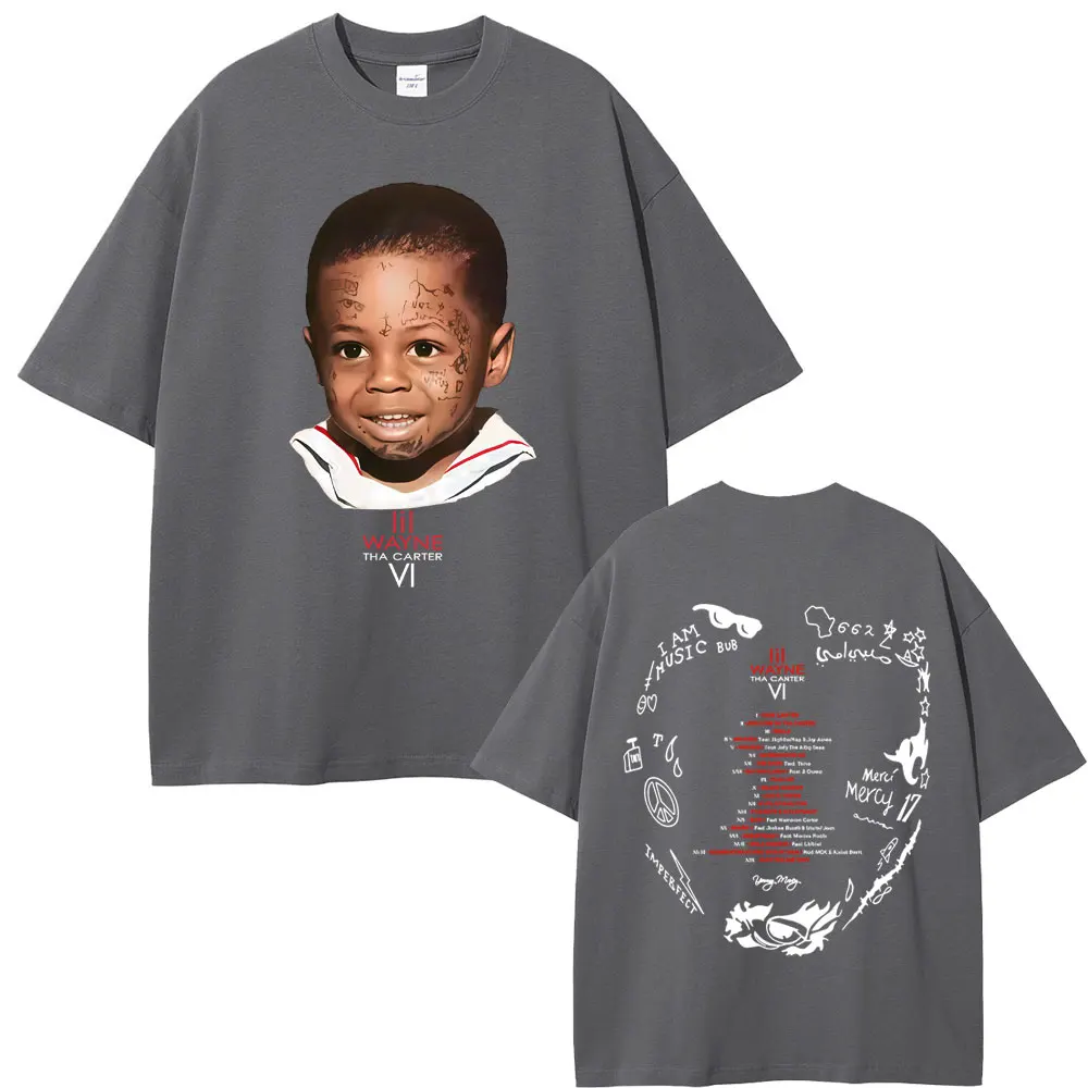 Rapper Lil Wayne Tha Carter VI North America Tour 2025 T-shirt Men Hip Hop Fashion Oversized Tshirt Male Cotton Vintage T Shirts