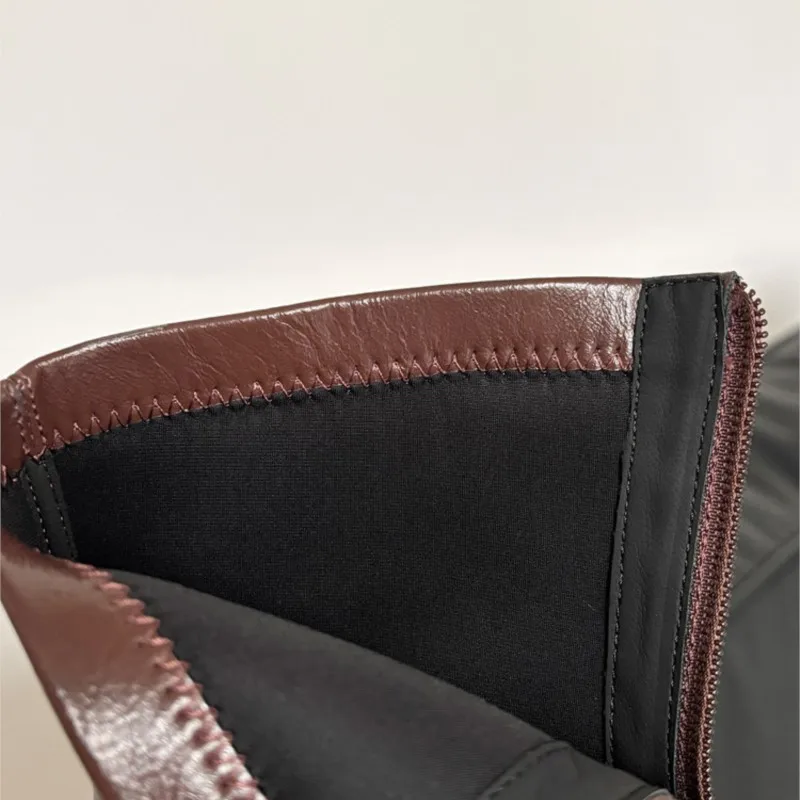 ANOVISHANA Female Mid Calf Boots Suede Leather Pointed Toe 4.5cm Thick Heels Button Belt Buckles Casual Dating Booties Big Size