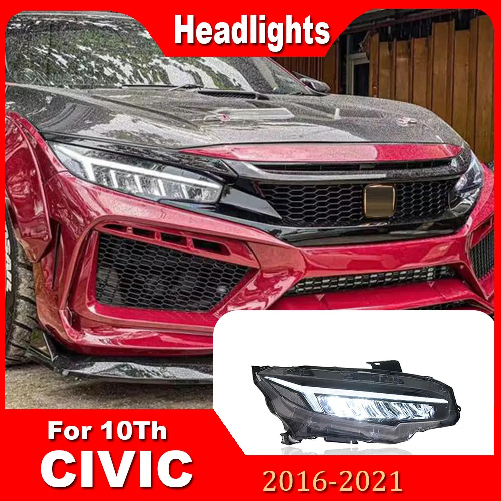 RGB Headlights For Honda CIVIC 10th Gen 2016-2021 LED  HeadLamp Upgrade DRL Dynamic Signal Lamp HeadLamp Front light Assembly