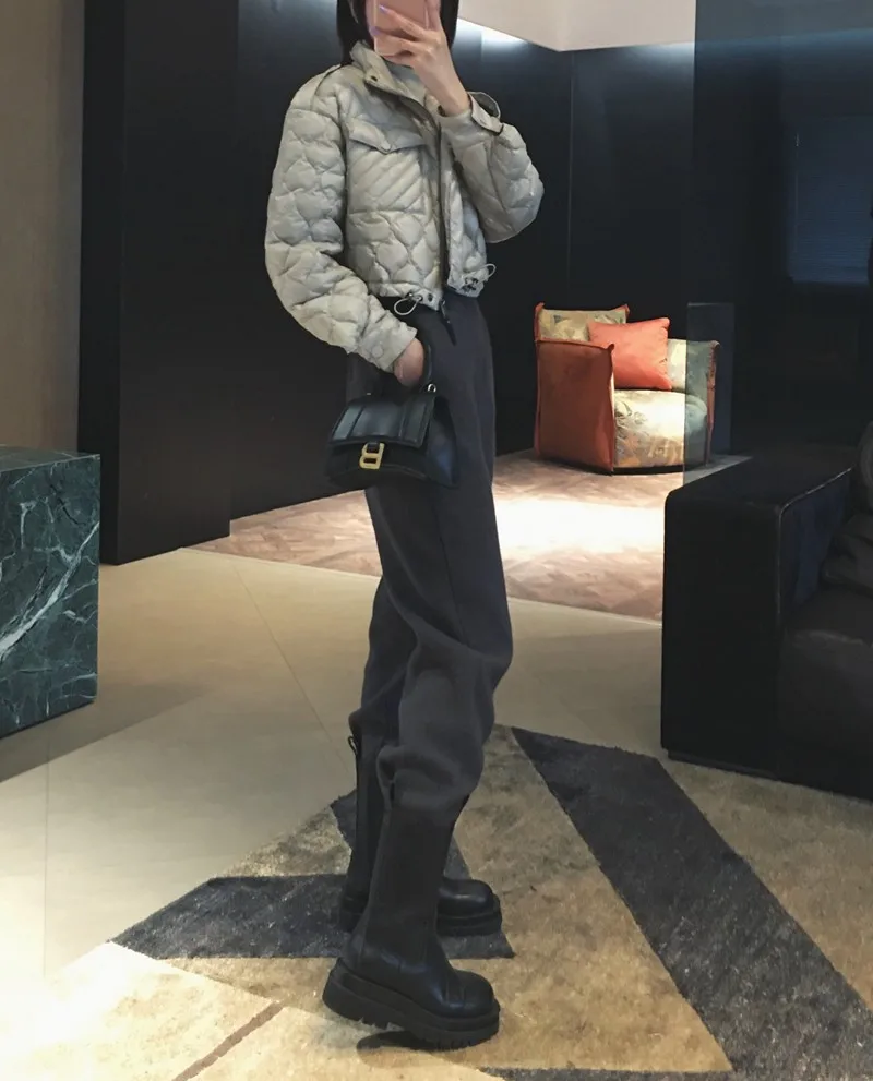 Or feminino puffer jaet 2025 outono inverno novo sle branco ganso para baixo acolchoado gola emagrecimento casual ajuste reto