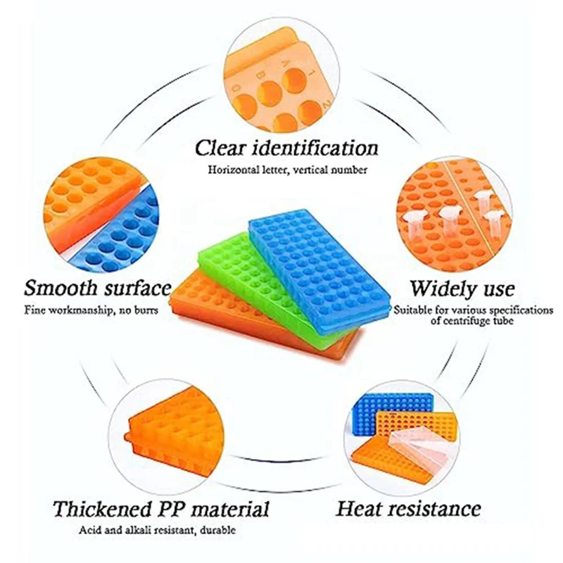 3Pcs Tube Rack Double-Sided Plate Centrifugal Pipe Rack for 0.5Ml-2Ml Centrifugal Pipe 60 Holes HY
