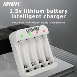 1.5v AA Battery Charger with LED Smart Charger for 1.5v Lithium Ion Rechargeable Batteries AAA AA