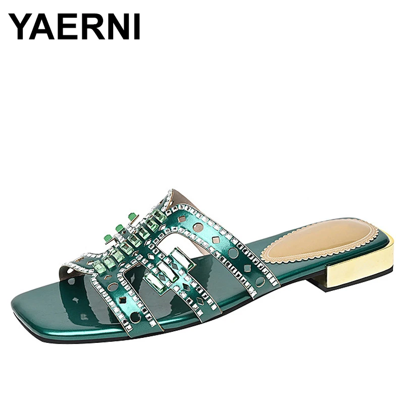 

New Rhinestone Decor Open Toe Slippers Women's Solid Color Fashion Versatile Summer Outdoor Leisure Vacation Beach Shoes