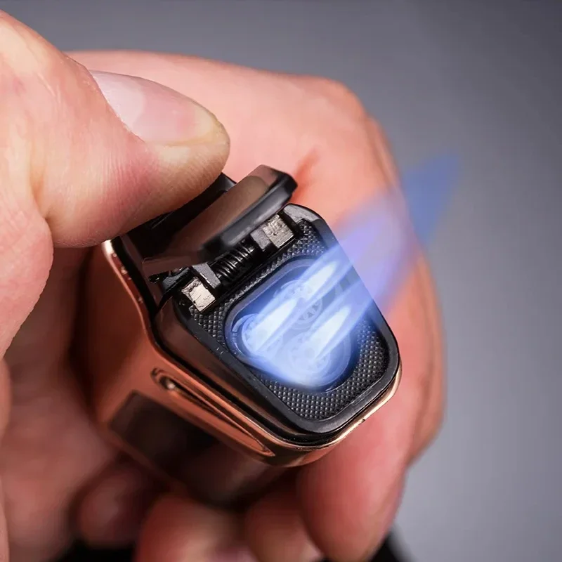 JOBON معدن غاز البوتان السيجار توربو أخف في الهواء الطلق يندبروف الأزرق لهب 3 الشعلة طائرة شواء مجوهرات الخبز أداة لحام هدايا الرجال #2