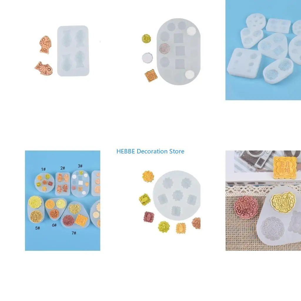 B0KC Mooncake Silicone Mold DIY Hand-made Crystal Epoxy Resin Molds Chocolate Baking Tool Sugar Cake Fondant Mould