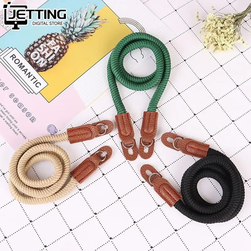 1Pcs Fashion Design Cotton Rope Camera Neck Strap Vintage Shoulder Strap Leather Lanyard
