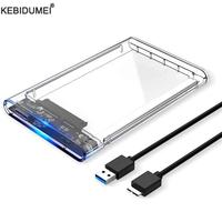 USB 3.0 External Hard Drive Enclosure 2.5 inch SATA to USB3.0 UASP Clear Portable Hard Drive Case 2T HDD Tool-Free Transparent