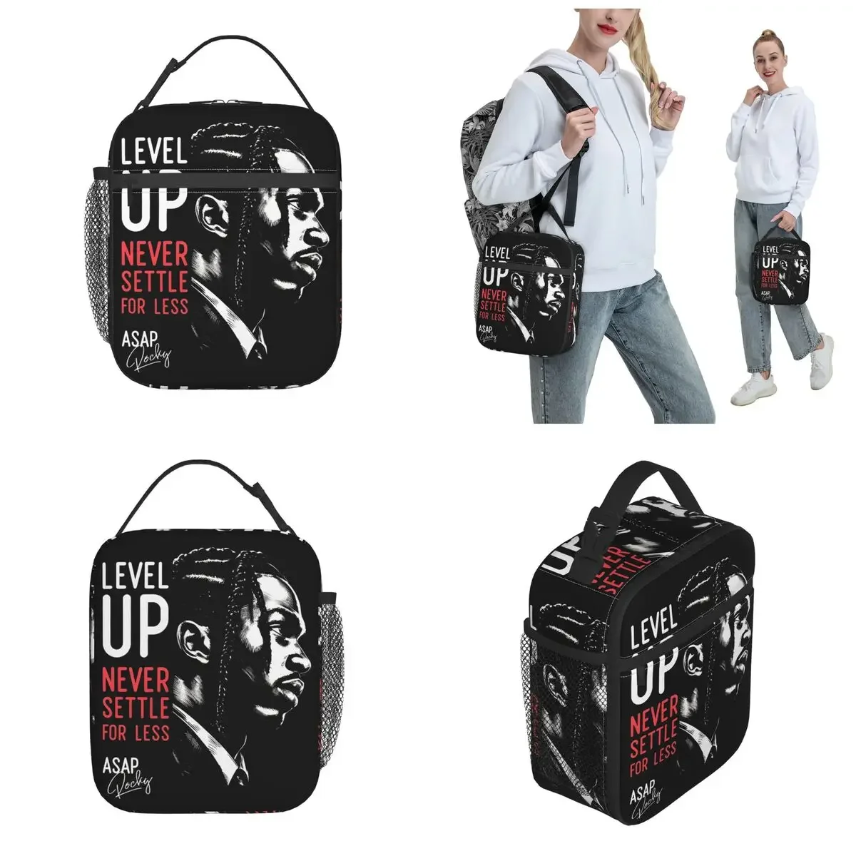 Level Up Rockys Hip Hop Insulated Lunch Bag For School Office Storage Food Boxes Leakproof Thermal Cooler Lunch Boxes