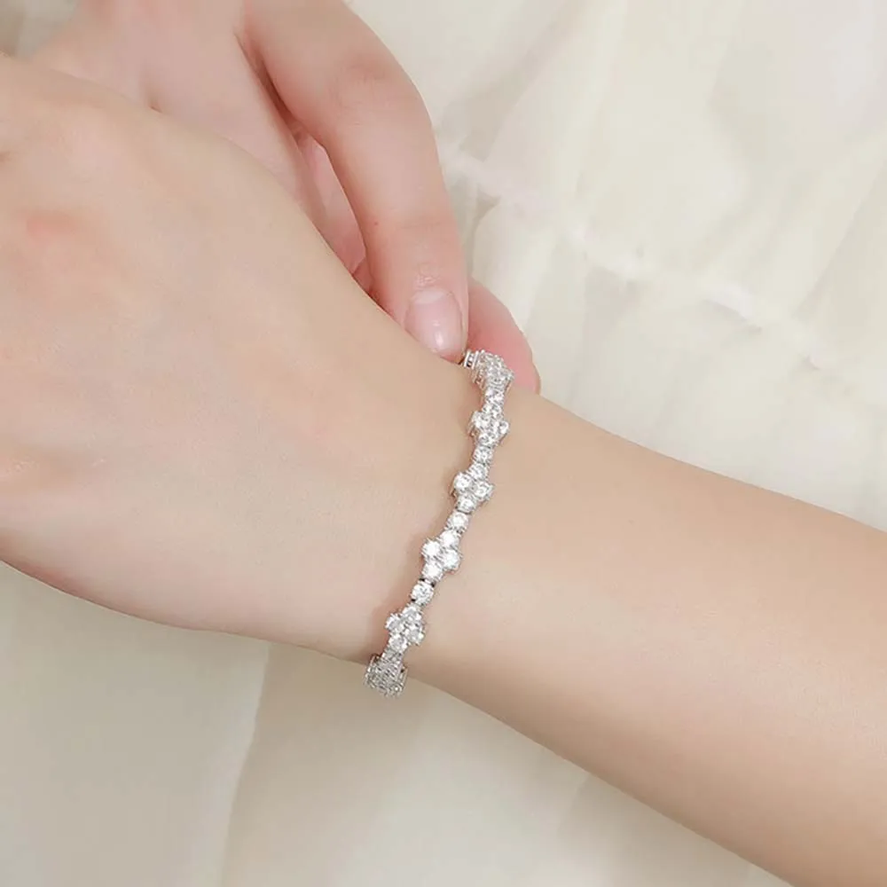 MUXIFC Unique Cross Design 3mm Full Moissanite Bracelets S925 Sterling Silver Hip Hop Bangle For Women Men GRA Certified Jewelry
