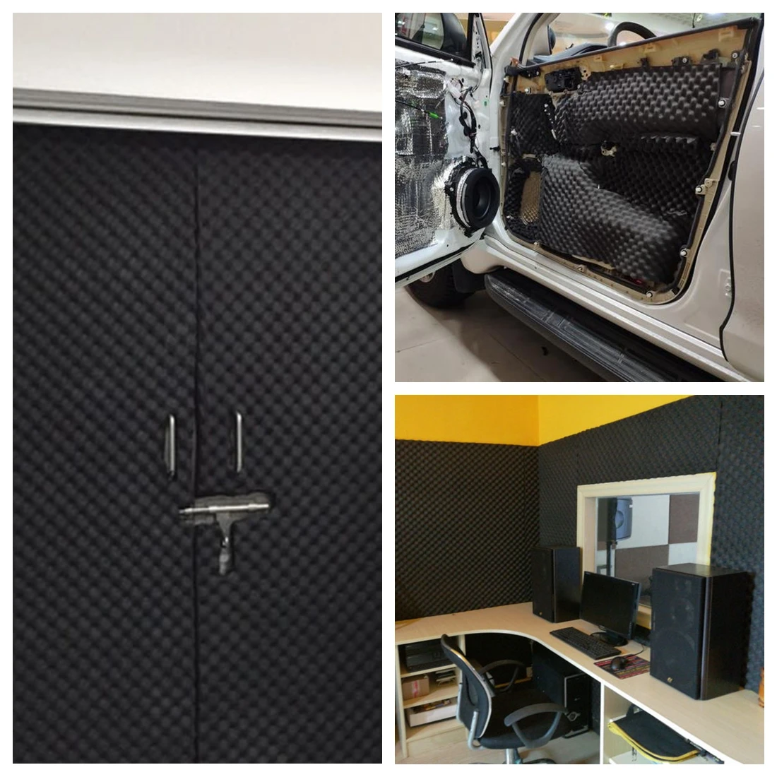 100/200/300/400cm*50 Car Acoustic Insulation Wave Foam Sound Deadening Absorption Mat Heat Deadener Cotton Insulation