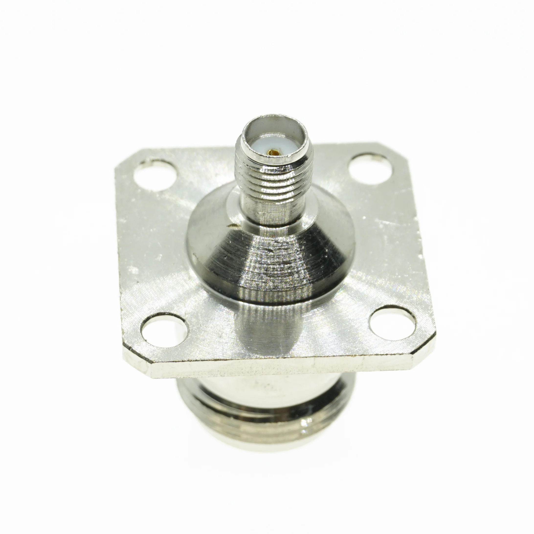 1X Pcs N Female To SMA Female Plug 4 Hole Flange Panel Mount 25 * 25 Nickel Plated RF Coaxial Connector Adapters