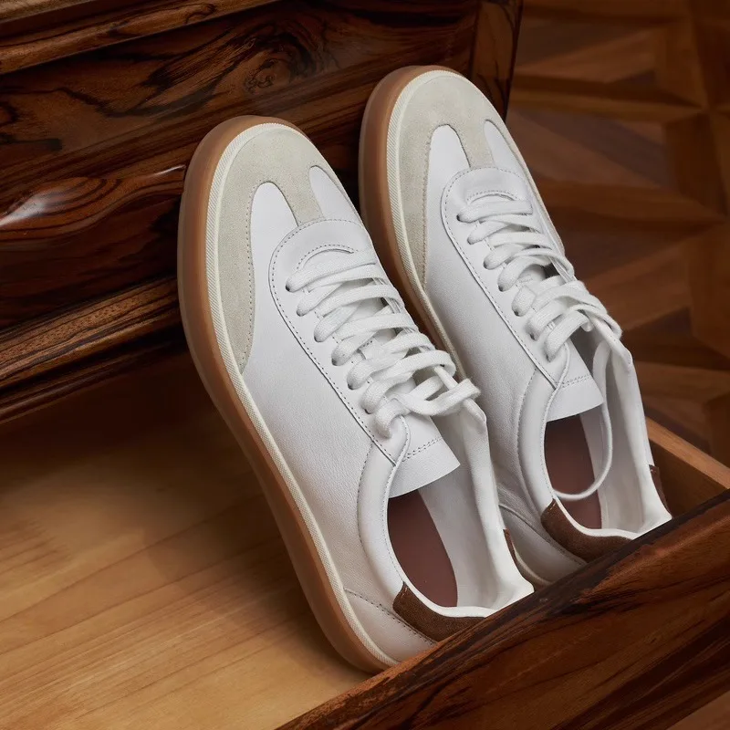 

Comfortable Leather Men's Deqin oes Lightweight Casual Busin Soft Bot round Toe Outdoor Leisure oes All-Season