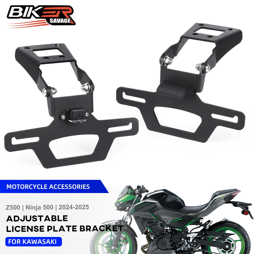 

Adjustable License Plate Bracket For Kawasaki Ninja 500 Z500 2025 Motorcycle Accessories Tail Tidy Fender Eliminator LED Light