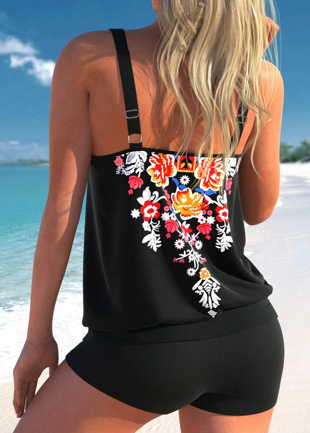 New Summer Women's Holiday Resort Style Swimwear Fashion Design Floral Printed Swimsuit Two Piece Set S-6XL