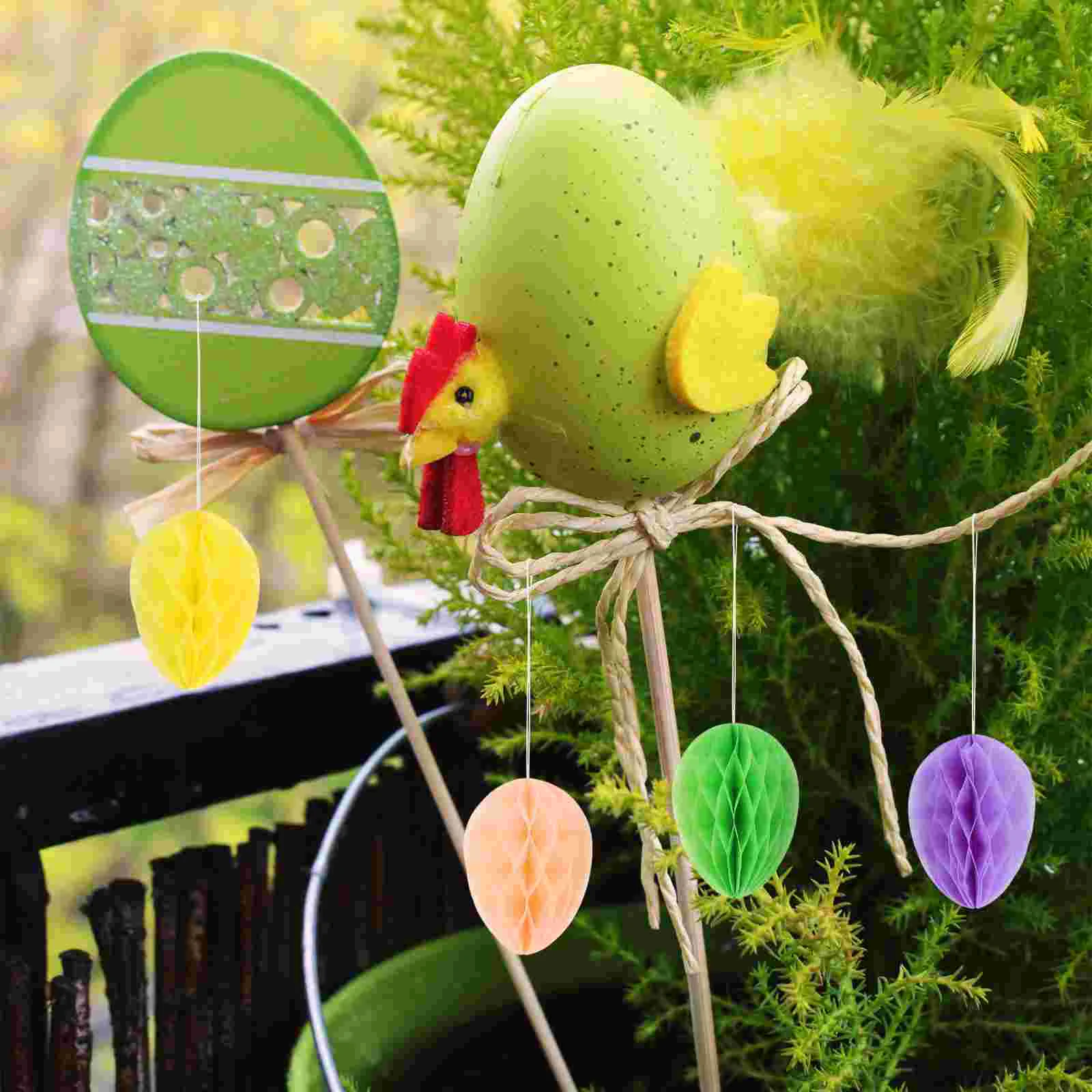 7 Pcs Hanging Flower Garland Decorations Paper Honeycomb Ball Easter Party Favors